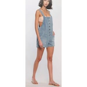 Heartloom Tiana Romper Denim Overall Shorts Romper Light Wash Women's Size L